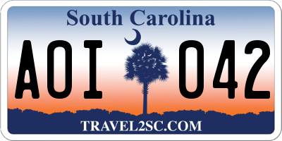 SC license plate AOI042