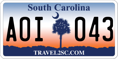 SC license plate AOI043