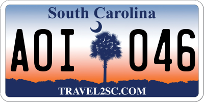 SC license plate AOI046