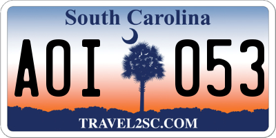 SC license plate AOI053