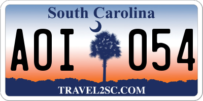 SC license plate AOI054