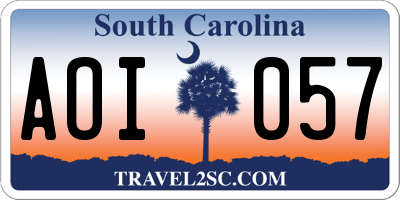 SC license plate AOI057