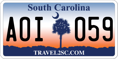 SC license plate AOI059
