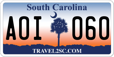 SC license plate AOI060