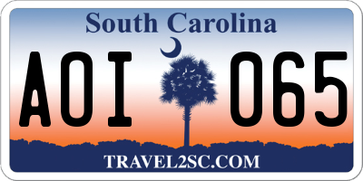 SC license plate AOI065