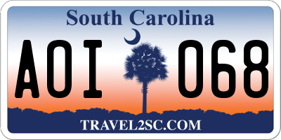 SC license plate AOI068