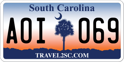 SC license plate AOI069