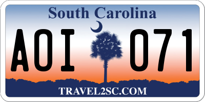 SC license plate AOI071