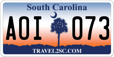 SC license plate AOI073