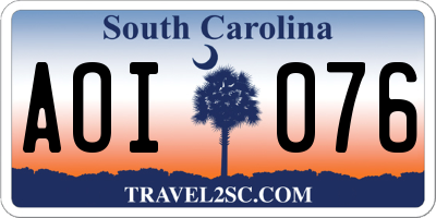 SC license plate AOI076