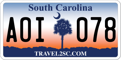 SC license plate AOI078