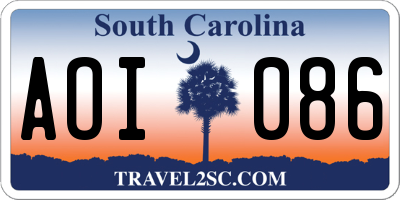 SC license plate AOI086