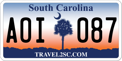 SC license plate AOI087