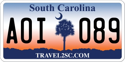 SC license plate AOI089