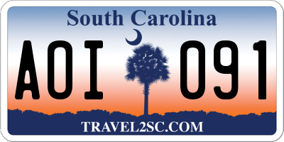 SC license plate AOI091