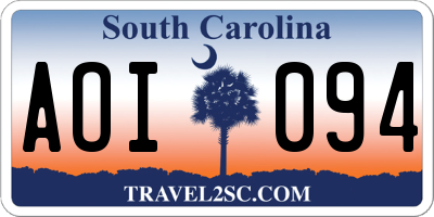SC license plate AOI094