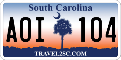 SC license plate AOI104