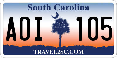 SC license plate AOI105