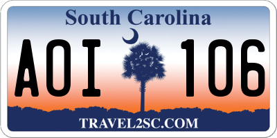 SC license plate AOI106