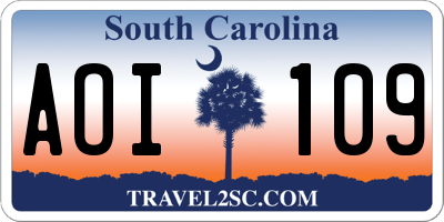SC license plate AOI109