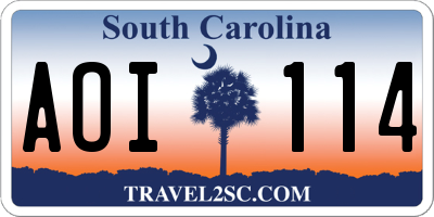 SC license plate AOI114