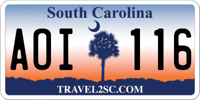 SC license plate AOI116