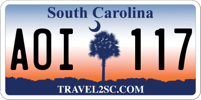 SC license plate AOI117
