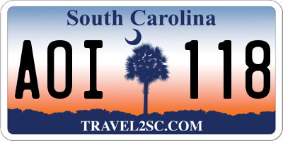 SC license plate AOI118
