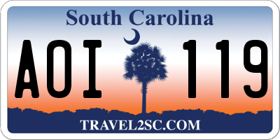 SC license plate AOI119
