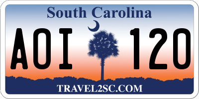 SC license plate AOI120