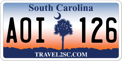 SC license plate AOI126