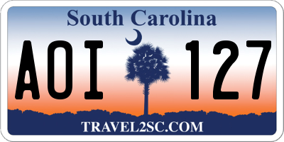 SC license plate AOI127