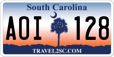 SC license plate AOI128
