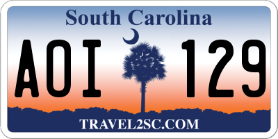SC license plate AOI129