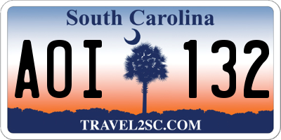 SC license plate AOI132