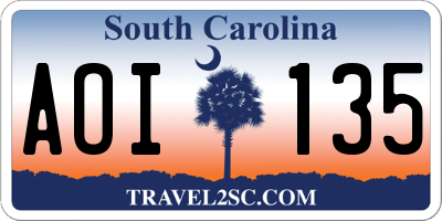 SC license plate AOI135
