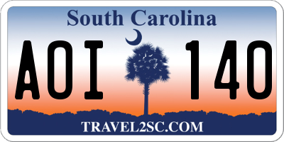 SC license plate AOI140