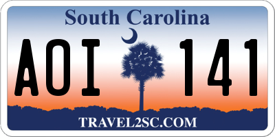 SC license plate AOI141