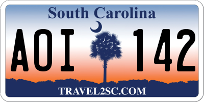 SC license plate AOI142