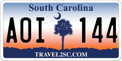 SC license plate AOI144
