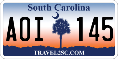 SC license plate AOI145