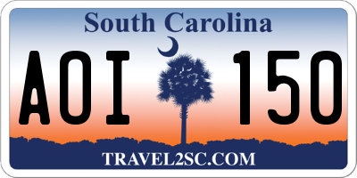 SC license plate AOI150