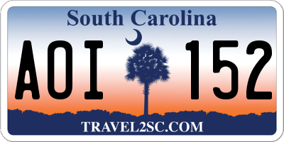 SC license plate AOI152