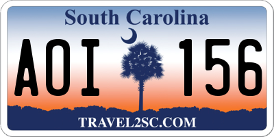 SC license plate AOI156