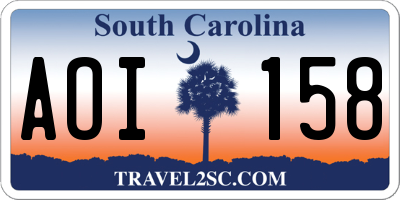 SC license plate AOI158