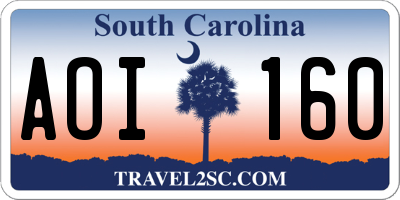 SC license plate AOI160