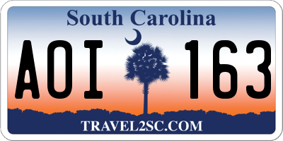 SC license plate AOI163