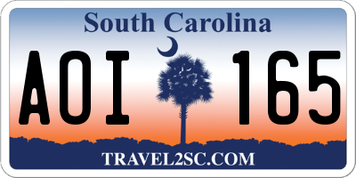 SC license plate AOI165