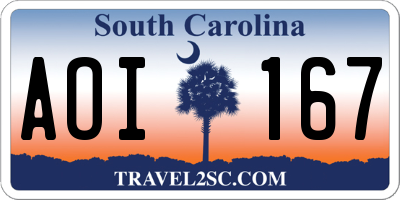 SC license plate AOI167