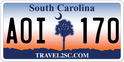 SC license plate AOI170